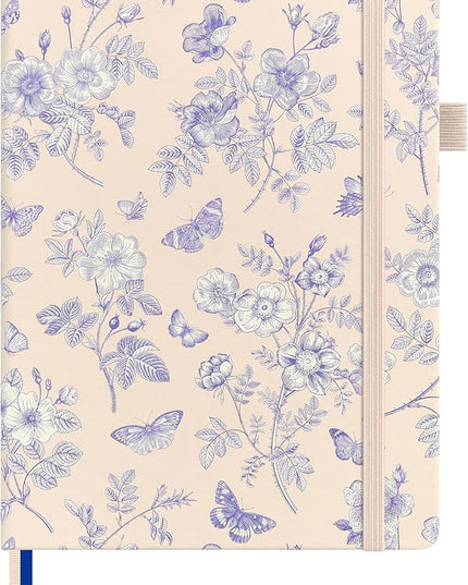 &And Per Se Lined Journal Notebook, 160 Pages, A5 5.7 x 8 inches College Ruled Thick Paper Notebook Journals for Writing, Hardcover Notebooks for Women Men Office School (Blue Flowers)