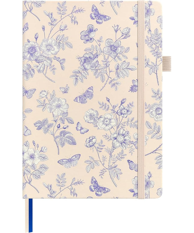 &And Per Se Lined Journal Notebook, 160 Pages, A5 5.7 x 8 inches College Ruled Thick Paper Notebook Journals for Writing, Hardcover Notebooks for Women Men Office School (Blue Flowers)