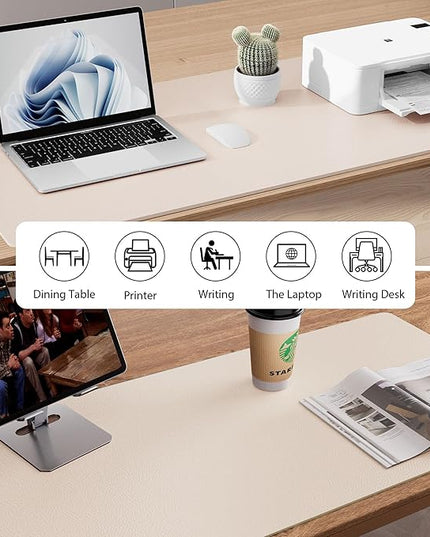 Aothia Large PU Leather Desk Pad Protector – Non-Slip Mouse Pad & Writing Mat for Office/Home, Waterproof, Easy to Clean (31.5" x 15.7", Eggshell)