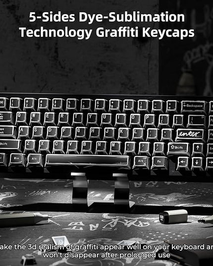 XVX Black Translucent Keycaps,PBT Keycap Set Cherry Profile,Dye Sublimation Graffiti Keyboard Keycaps Suitable for 60% 65% 75% 80% 100% MX Switches Mechanical Keyboard