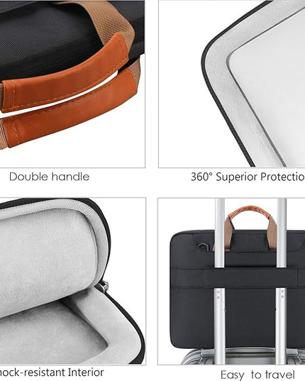 Lacdo 360° Protective Laptop Shoulder Bag, 14 Inch Laptop Sleeve Case for HP Lenovo Dell ASUS Acer Chromebook 14, HP Stream, Dell Inspiron, Lenovo IdeaPad, Acer Spin, ASUS ZenBook Computer Bag, Black