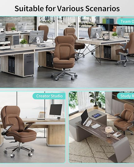 Big and Tall Office Chair, 600lbs Heavy Duty Desk Chair with 5D Arms, Adjustable Lumbar Support & Height, Tilt Function, Fabric High Back Ergonomic Executive Computer Chair with 3'' Casters