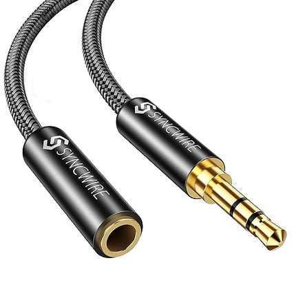 Syncwire Headphone Extension Cable - 6FT [Hi-Fi Sound][Gold Plated Jack][TRS] Nylon-Braided 3.5mm Male to Female Audio Extension Cord Compatible with iPhone iPad Smartphone Tablets Media Players