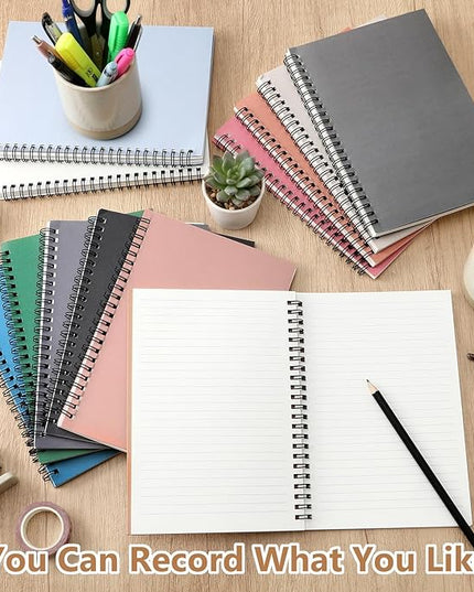 Fuutreo 12 Pcs Spiral Notebook for Work A5 8.3 x 5.7 Inch College Ruled Spiral Journal Notebook Kraft Cover Ruled Paper, 12 Color, 60 Sheets, 120 Pages for Office School (Office Color,Classic)