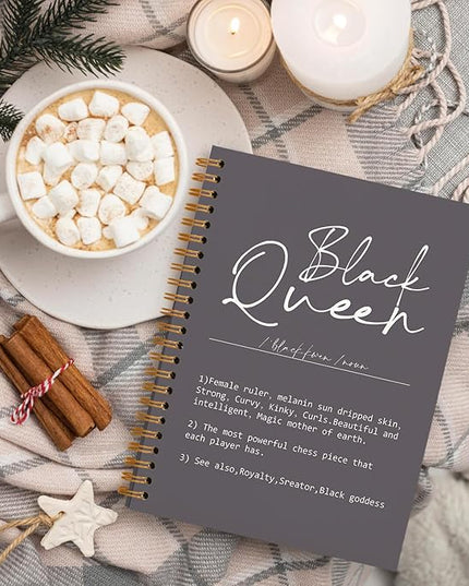 QUICQOD Black Queen Definition Notebooks,Journaling Notebook Gifts for Women Black Teacher Friend,Inspirational Positive Hardcover Spiral Notebook 5.5x8.3(Gray)