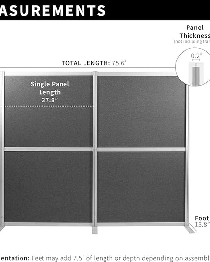 VIVO Modular Wall System, 2 PET Panels, Modern Professional Office Cubicle Dividers, Freestanding Privacy-Screen, 66 inches High, Dark Gray, PP-MWS63D