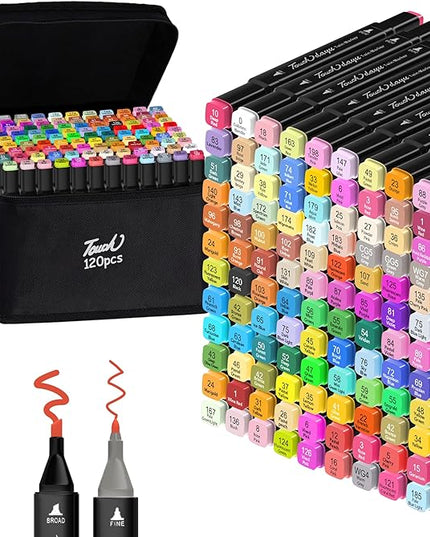 Alcohol Markers,120 Colors Dual Tip Art Marker,Drawing Sketching Coloring Artist Pens and Underlining,Art Markers for Adults Drawing Marker Coloring Painting Perfect with Broad and Fine Tips for Adult
