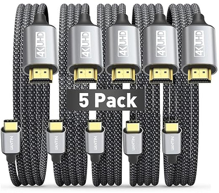5 Pack USB C to HDMI Cable 10Ft | 4K High-Speed USB 3.1 Type-C to HDMI Cord [Thunderbolt 3/4 Compatible] with MacBook Pro/Air,Galaxy S8 to S23,iPhone 15 Series,iPad Pro, iMac, Surface