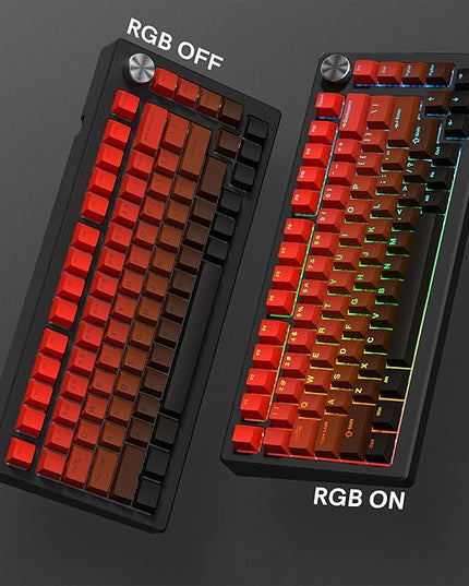 PBT Key caps, Double Shot Shine Through Custom Keycaps, Gradient Keycaps Cherry Profile, Minimalist Style Keyboard Keycap for Mechanical Keyboard (red)