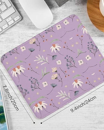 Flower Square Mouse Pad,Non-Slip Rubber Base Mouse Pad,Home Office Decoration Desktop Accessory,Laptop Mouse Pad for Office Laptops,9.4x7.8x0.12inch 10