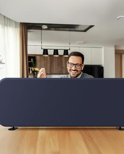 DECOLAB Desk Divider, Portable Desk Privacy Panel Shield for Office, Student, Classroom, Freestanding, Scratch Resistance, 48"x18", Cobalt