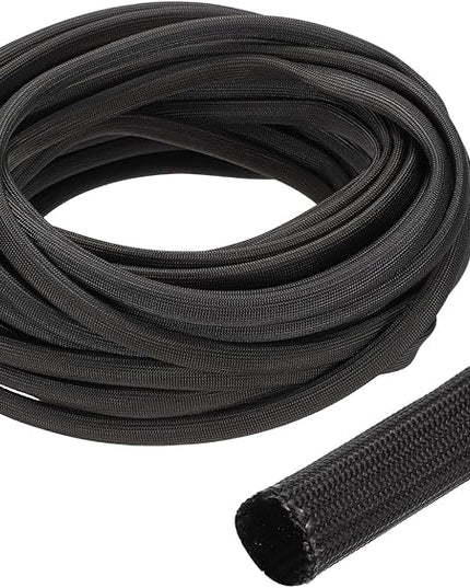 uxcell Insulation Cable Protector,8mm/0.5 Inch-15m/49 Feet High Temp Fiberglass Sleeve Black