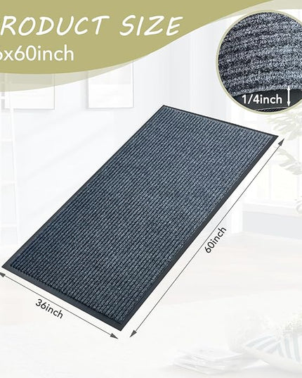 Front Door Mat,3'x5'Indoor Outdoor Door Mat,Heavy Duty Durable Welcome,Commercial Floor Mats Inside Outside Entrance, Waterproof All-Season, All-Weather Non Slip Backing Doormat for Entryway,Dark Gray