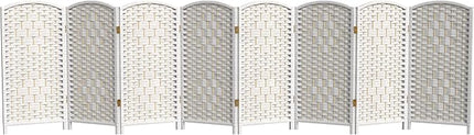 Red Lantern 3 ft. Short Diamond Weave Fiber Folding Screen - White - 8 Panel