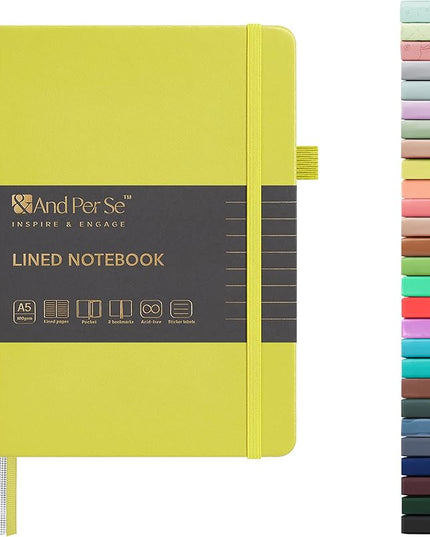 &And Per Se Lined Journal Notebook, 160 Pages, A5 5.7 x 8 inches College Ruled Thick Paper Notebook Journals for Writing, Hardcover Notebooks for Women Men Office School (1 Pack, Lime Green)