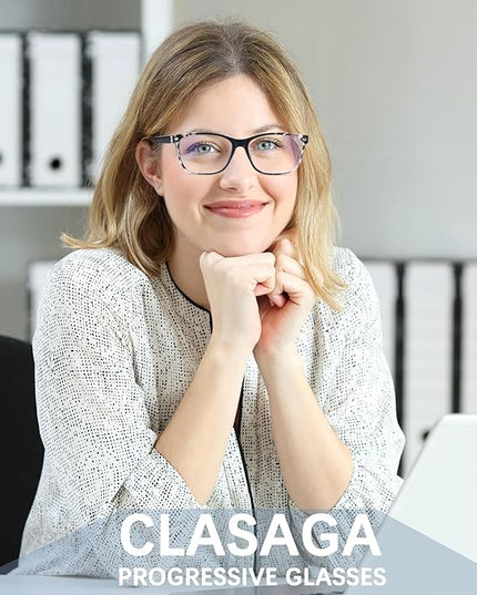 CLASAGA Progressive Multifocus Reading Glasses for Women, Pattern Print Blue Light Block Stylish Ladies Computer Readers