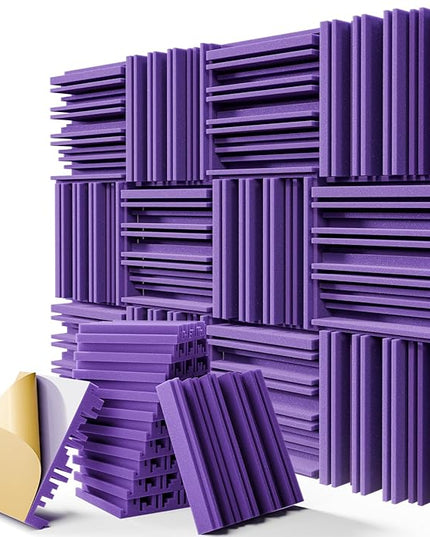 12 Pack Sound Proof Foam Panels for Walls, 12" x 12" x 2" Self-Adhesive Acoustic Panels, High-Density Soundproof Wall Panels for Studio Home and Ceilings (Purple)