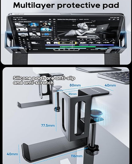 NODOCA Laptop Storage for Desk, Vertical Laptop Stand for Desk, MacBook Vertical Stand, with Headphone Holder, Desk Side Storage for MacBook/Surface/Samsung/HP/Dell[M, Black]