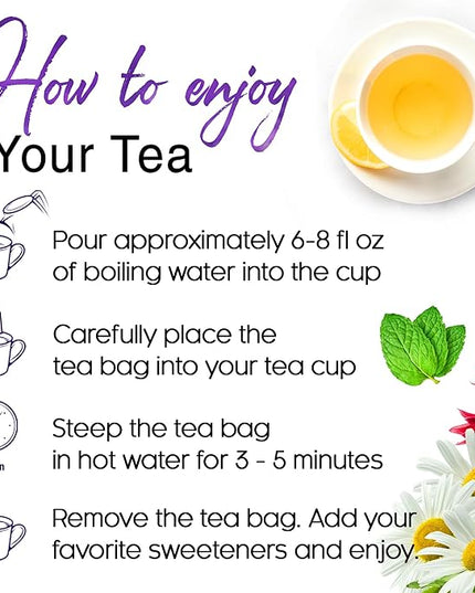 Refreshing Mint Herbal 60 Tea Bags – Special Blend Of Spearmint and Peppermint with Chamomile, and Top Herbal Ingredients for Digestive Comfort & Relaxation, Caffeine-Free, Naturally Sweet, Non GMO