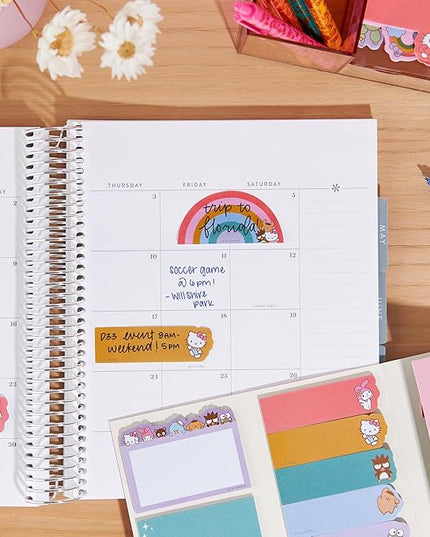 Erin Condren Hello Kitty and Friends Sticky Note Booklet, Set Reminders, Flag Pages, and Take Notes in Style, 11 Pads, 20 Sheets Each, 220 Sticky Notes Total