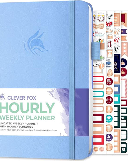 Clever Fox Planner Schedule – Undated Weekly & Monthly Life Planner with Time Slots, Appointment Book & Daily Organizer, A5 (Periwinkle)