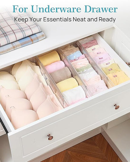 Vtopmart 8 Pack 4" Regular Upgrade Drawer Dividers for Clothes, 12.8"-22.3" Expandable Dresser Drawer Organizer, Clear Plastic Separators for Dresser, Baby Clothing, Underwear, Cosmetic, Toiletries