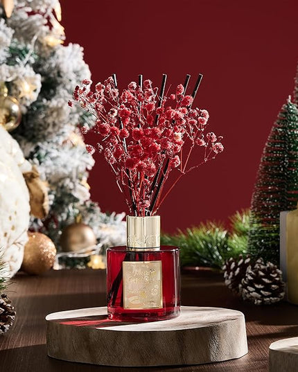 Airkeep Christmas Reed Diffuser Set - 3.38 fl oz (100 ml) Christmas Spice Oil for Home Fragrance, Bathroom Shelf Decor - Christmas Day with 8 Sticks