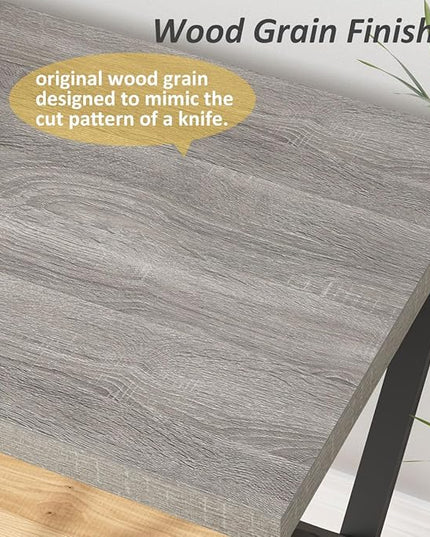 IBF Gray Computer Desk, Modern Writing Study Desk for Home Office, Industrial Wooden Metal Executive Work Desk, Simple Pc Gaming Laptop Workstation Computer Table in Bedroom, Light Grey Oak, 55 Inch