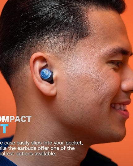JLab Go Air Pop+ True Wireless Earbuds, in Ear Headphones, Bluetooth Earphones, 35H Playtime Ear Buds, Bluetooth Earbuds with Microphone, USB-C Charging Case, Dual Connect, EQ3 Sound, Navy Blue