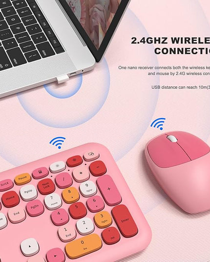 MOFII Wireless Keyboard and Mouse Combo Silent, Slim Compact 2.4G USB Full Size , Cute 110 Keys Keyboard for PC, Notebook, MacBook, Tablet, Laptop, Windows System