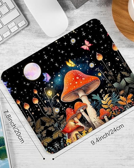 Red Mushroom Square Mouse Pad,Non-Slip Rubber Base Mouse Pad,Home Office Decoration Desktop Accessory, Laptop Mouse Pad for Office Laptops,9.4x7.8x0.12in.