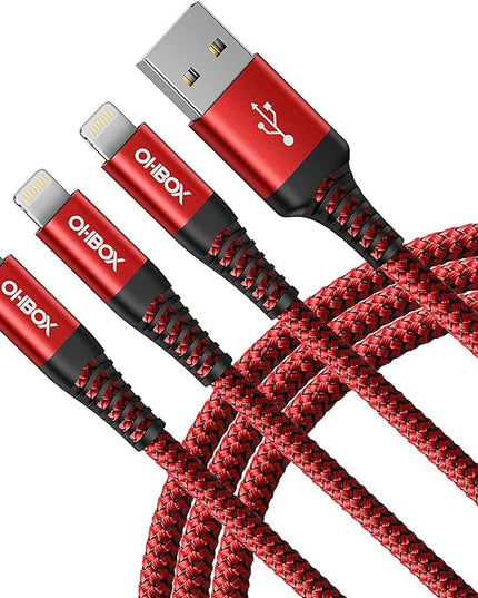 USB to Lightning Cable 6FT, 3Pack iPhone Charger Fast Charging, Heavy Duty iPhone Cables Braided Fast iPhone Charging Cord Compatible with iPhone 14 13 12 11 Pro Max XR XS X 8 7 6 Plus iPad and More