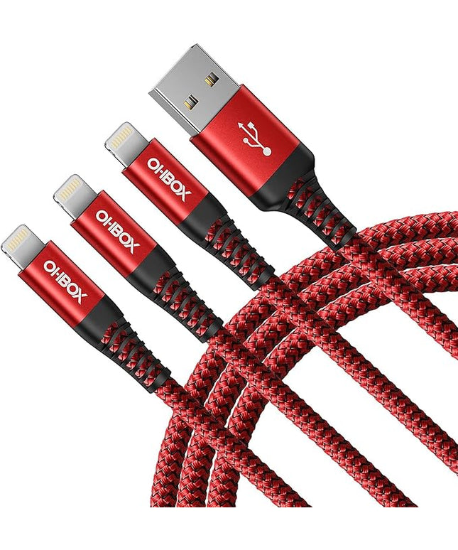 USB to Lightning Cable 6FT, 3Pack iPhone Charger Fast Charging, Heavy Duty iPhone Cables Braided Fast iPhone Charging Cord Compatible with iPhone 14 13 12 11 Pro Max XR XS X 8 7 6 Plus iPad and More