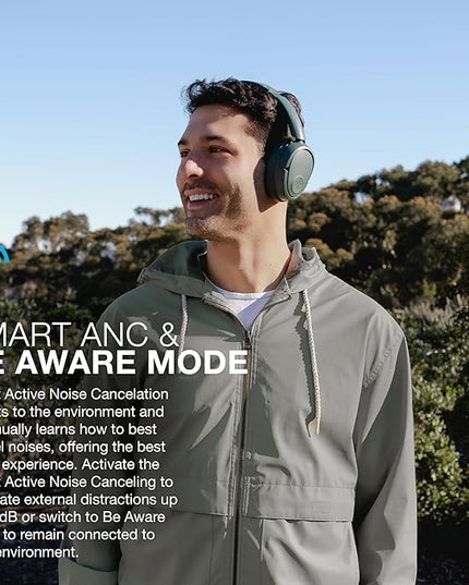JLab JBuds Lux ANC Wireless Headphones, Sage, Hybrid Active Noise Cancelling, Customizable Sound, Spatial Audio Compatible, Premium Over-Ear Bluetooth Headset