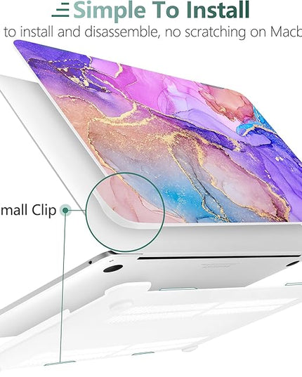 DONGKE Compatible with MacBook Pro 13 inch Case 2024 2023-2020 Release A2338 M2/M1 A2251 A2289 with Retina Display & Touch ID, Plastic Hard Shell & Keyboard Cover & Screen Film - Fluid Art X255