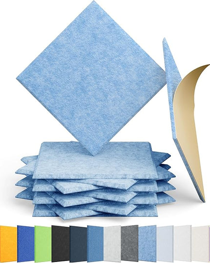 12 Pack Acoustic Panels Self Adhesive Sound Proof Foam, High Density Sound Acoustic Panel, 12X12X0.4 Inch Square Panels in Home, Office, Reccording Room, Studio,and more(Light Sky Blue)