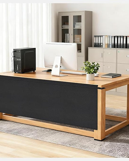 48" Under Desk Privacy Panel Self-Adhesive Modesty Panel Stand Up Desk Modesty Panel for Home Office or Standing Workstation, Black