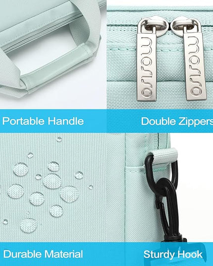 MOSISO Laptop Shoulder Bag 15.6 inch, 15-15.6 inch Computer Bag Compatible with MacBook Pro 16 inch, HP, Dell, Lenovo, Notebook with 2 Raised&1 Flapover&1 Horizontal Pocket&Handle&Belt, Mint Green