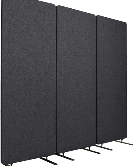 Stand Up Desk Store ReFocus Freestanding Noise Reducing Acoustic Room Wall Divider Office Partition (Ash Grey, 72" x 66", Zippered 3-Pack)