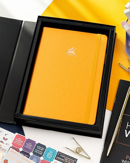 Clever Fox Planner Premium Edition – Undated Luxurious Weekly & Monthly Planner to Increase Productivity and Hit Your Goals – Organizer – Start Anytime, A5, Lasts 1 Year, Amber Yellow (Weekly)