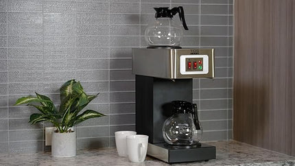 Existing Beauty 12-Cup Commercial Coffee Maker Stainless Steel - Double Coffee Machine for Office, Restaurant, Industrial Use - High Capacity Office Coffee Maker - TQS Cafe