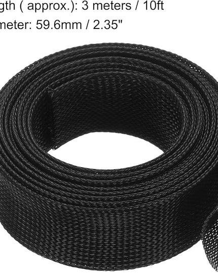 uxcell Expandable Sleeving,2 3/8-inch 10ft Cable Sleeve, Black