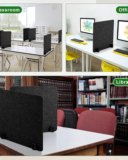Kisston 6 Pack Acoustic Desk Divider Desk Partition 24 x 24" Stand Up Freestanding Desk Privacy Panel Noise and Visual Distractions Reducing Table Divider for Student Reception Area Office(Dark Gray)