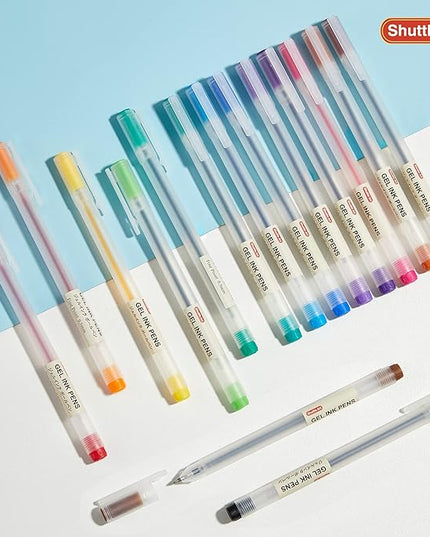 Shuttle Art Gel Ink Ball Point Pens, 15 Colors Japanese Style Pens, 0.5mm Fine Ballpoint Pens Quick Drying for Writing Journaling Home, School and Office Stationery Supply