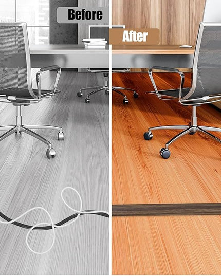 Floor Cord Cover Self Adhesive Cord Hider,10FT Cable Management, Extension Strip Protector for Wires, Prevent Cable Trips for Offices, Gyms, Exhibitions Cavity:0.51"(W) x 0.3"(H) Wood Walnut