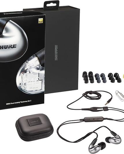 Shure SE846 PRO Gen 2 Wired Sound Isolating Earphones, High-End in-Ear Earbuds with Four Hi-Def Drivers, Customizable Sound Filters, Gray (SE846-GR+2)