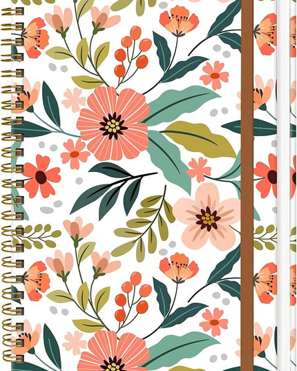 Spiral Journal Notebook for Women, Hardcover A5 College Ruled Notebook, 120 Pages, Thick Paper, Cute Lined Journal for School, Office & Work, 6 x 8.4 in(Cute Pink Flowers)