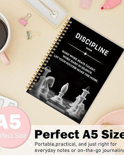 Discipline Inspirational Journal, Motivational Journal Notebook for Work, Inspirational Gifts for Women Coworker, Office Gifts for Colleague, Hardcover Spiral Notebook 5.5x8.3