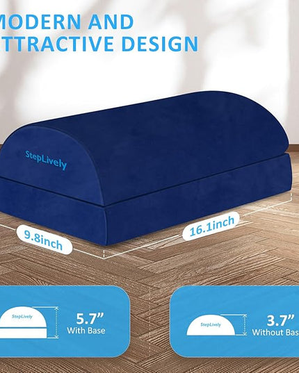 StepLively Foot Rest for Under Desk at Work, Comfortable Foot Stool with 2 Adjustable Heights, Footrest with Washable Cover, for Back & Hip Pain Relief, Suitable for Office, Home and Car (Blue)