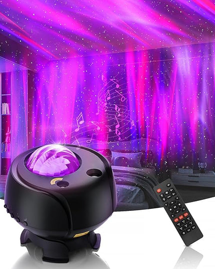 Largest Coverage Area Northern Lights Projector,15 Combinations Galaxy Projector,60 Light Effects Star Projector for Bedroom,Remote Night Light with Bluetooth Speaker,Timer